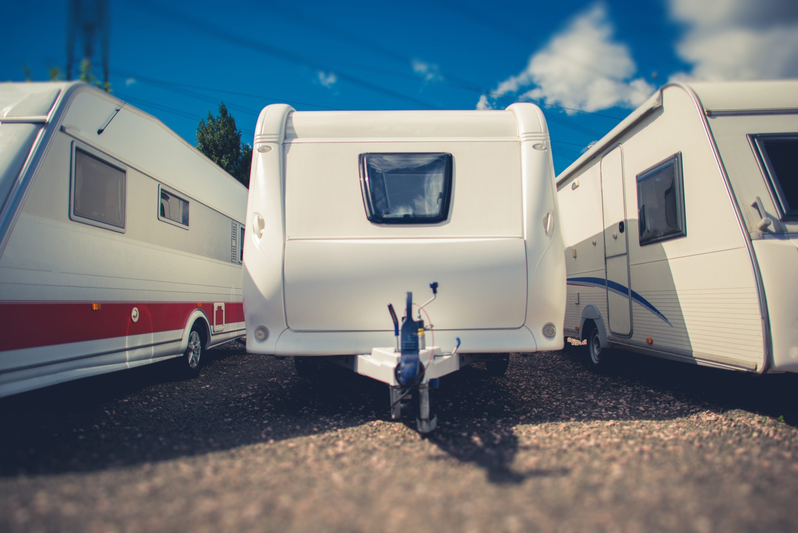 Pre Owned Travel Trailers For Sale. Campers and RVs Dealership Lot.