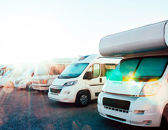 outdoor storage - RVs vans and trucks parked