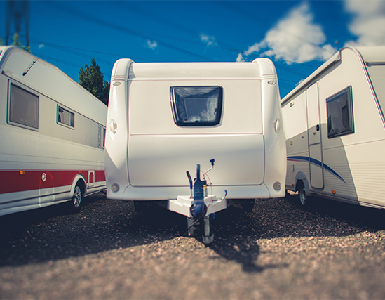 outdoor storage - trailers and campers parked