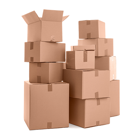 stacked cardboard boxes for storage